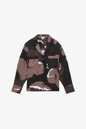 Reiss Womens Lottie Floral-Print Long-Sleeve Woven Shirt