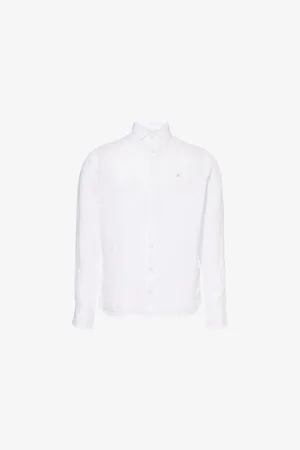 Hackett Mens Long-Sleeve Tailored-Fit Linen Shirt