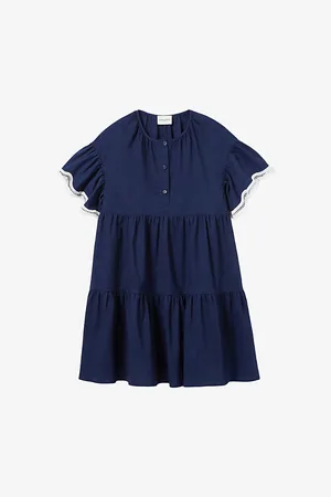 Claudie Pierlot Womens Wavy-Trim Button-Down Stretch Linen-Blend Mini Dress