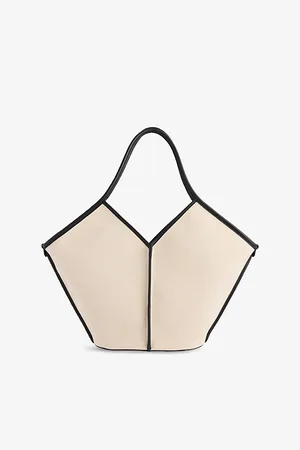 Hereu Womens Calella Leather-Trim Cotton Tote Bag