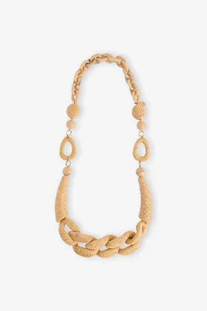 Max Mara Womens Teismo Chain-Motif Paper-Woven Necklace