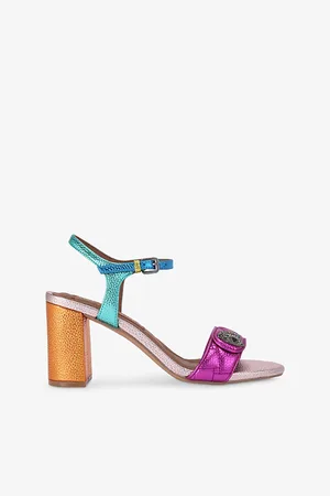 Kurt Geiger Womens Kensington Langley 75 Colour-Block Metallic Leather Heeled Sandals