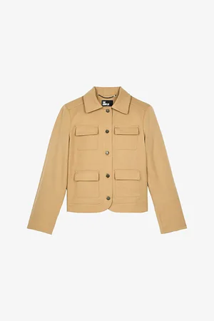 The Kooples Womens Patch-Pocket Boxy-Fit Cotton Jacket