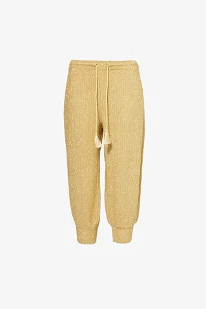 VALENTINO GARAVANI Womens Cropped Wide-Leg Metallic Knit Trousers