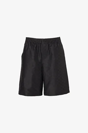 Gucci Mens Monogram-Print Cotton and Silk-Blend Shorts