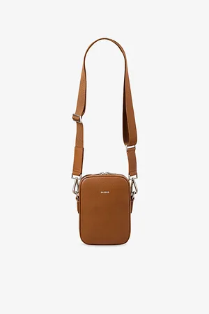 Sandro Mens Branded Detachable-Strap Leather Shoulder Bag