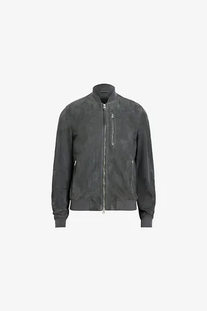 AllSaints Mens Kemble Regular-Fit Zip-Up Suede Bomber Jacket