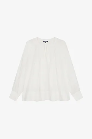 Soeur Womens Sierra Open-Neck Relaxed-Fit Cotton Shirt
