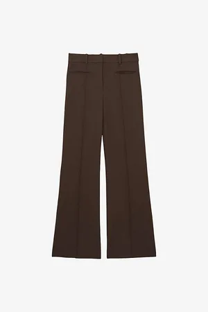 Reiss Womens Claude Pinched-Seam Flared-Leg High-Rise Stretch-Woven Trousers