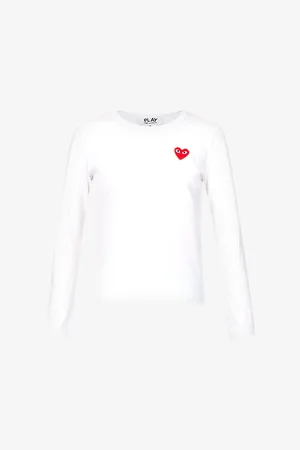 Comme des Garçons Womens Heart-Appliquéd Cotton-Jersey Top