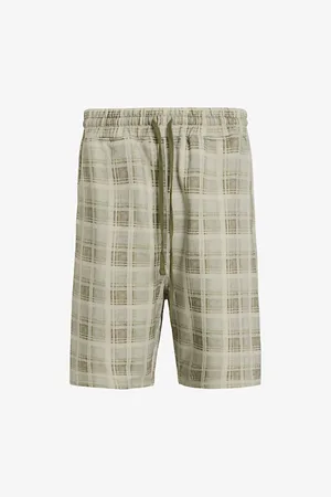 AllSaints Mens Benji Elasticated-Waist Checked Cotton Sweat Shorts