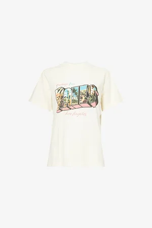Rails Womens Logo-Print Boyfriend Cotton-Jersey T-Shirt