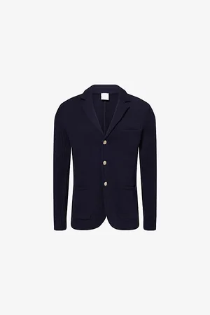 ELEVENTY Mens Two-Patch-Pockets Ribbed-Long-Sleeves Cotton Cardigan