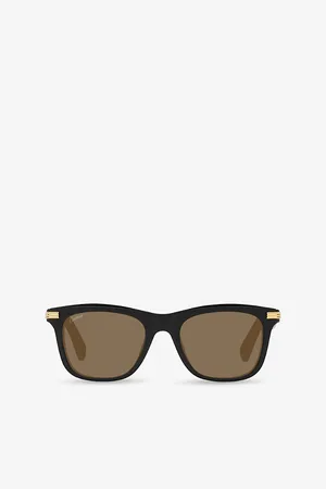 Cartier Womens ct0396S Rectangle-Frame Tortoiseshell Acetate Sunglasses
