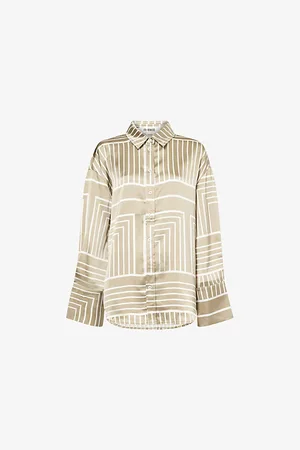 4th & Reckless Womens Amira Geometric-Print Woven Shirt