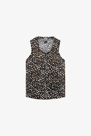 Loewe Womens Graphic-Print Round Neck Woven Top