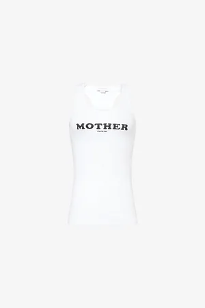 Stella McCartney Womens Text-Print Ribbed Stretch-Cotton Top