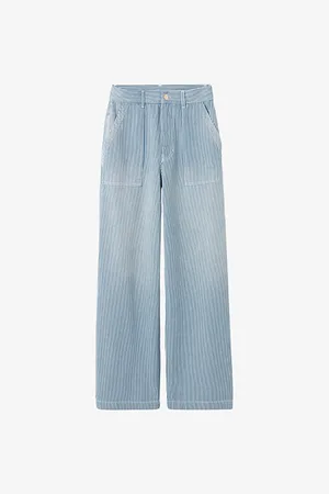 Claudie Pierlot Womens Wide-Leg High-Rise Striped Denim Jeans