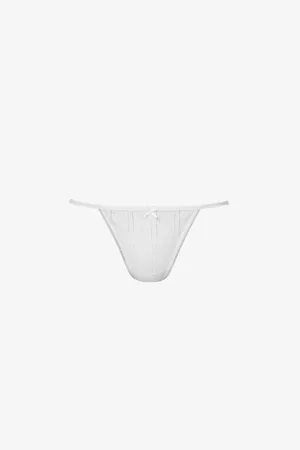 Cou Cou Intimates Womens Pointelle Mid-Rise Organic-Cotton Thong