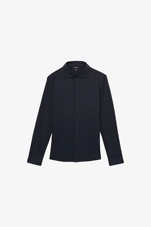 Reiss Mens Duke Button-Through Cotton-Jersey Shirt