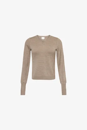 Reformation Womens Tawny V-Neck Wool-Knit Jumper