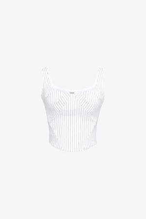 House Of Cb Womens Selma Striped Stretch-Woven Top