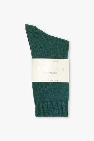 Falke Womens Cosy Wool Brand-Print Knit Socks