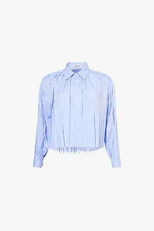 UNDERCOVER Womens Pleated Long-Sleeve Cotton Blouse
