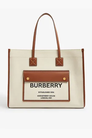 Burberry Womens Freya Brand-Print Canvas Tote Bag