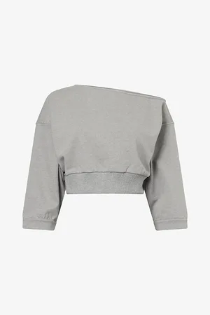 Nensi Dojaka Womens Cropped Straight-Neckline Cotton-Jersey Sweatshirt