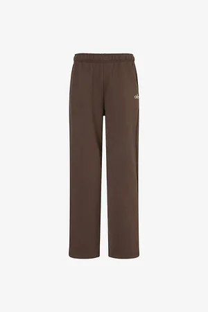 alo Womens Accolade Straight-Leg Cotton-Jersey Jogging Bottoms