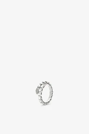 Bvlgari Womens Serpenti Viper 18ct White-Gold and 0.14ct Brilliant-Cut Pavé Diamond Ring