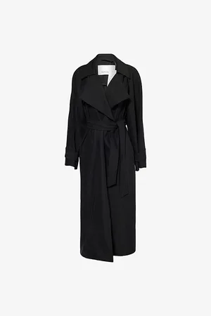 The Frankie Shop Womens Astoria Cut-Out Sleeve Woven Trench Coat