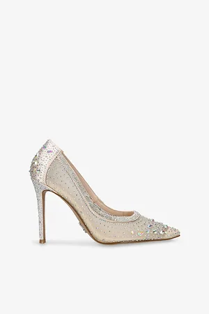 Steve Madden Womens Encaged Pointed-Toe Crystal-Embellished Courts