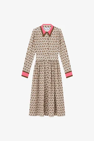 LK Bennett Womens Smith Horse-Print Silk Midi Dress