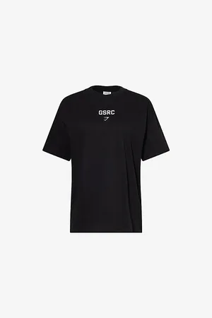 GymShark Womens Running Graphic Oversized Cotton-Jersey T-Shirt