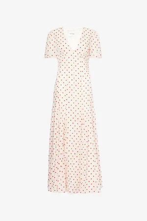 POSSE Womens Paloma Polka-Dot Woven Midi Dress