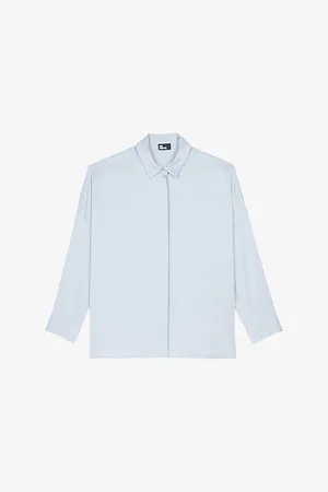 The Kooples Womens Relaxed-Fit Long-Sleeve Stretch-Silk Shirt