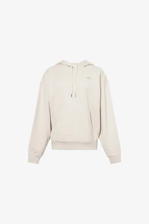 alo Womens Accolade Kangaroo-Pocket Cotton-Blend Hoody