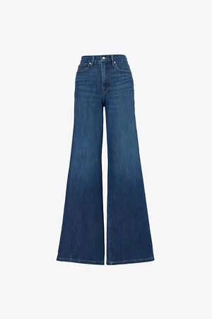 GOOD AMERICAN Womens Good Waist Palazzo Stretch-Denim Jeans