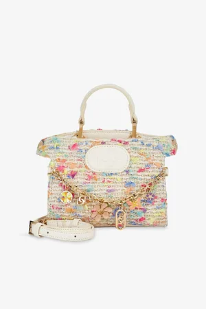 Dune Womens Slight Chain-Embellished Tweed Top-Handle Bag