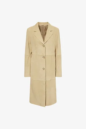 Totême Womens Notch-Lapels Two-Slip-Pockets Suede Coat