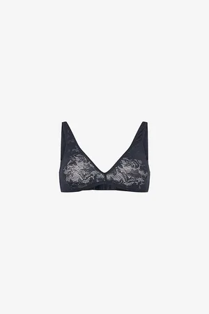 Eberjey Womens Plunge-Neckline Embroidered Lace Bralette