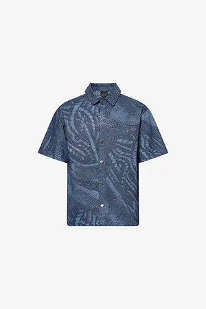 Daily paper Mens Braids Short-Sleeve Denim Shirt