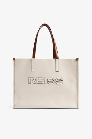 Reiss Womens Branded Cotton-Blend Tote Bag