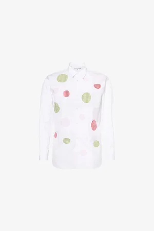 Comme des Garçons Mens Check-Pattern Circle-Patch Cotton Shirt