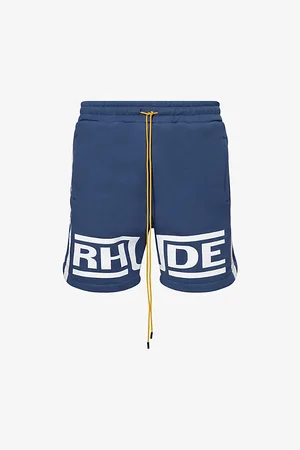 Rhude Mens Champions Logo-Print Cotton-Jersey Shorts