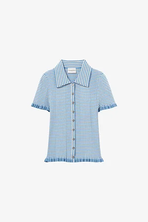 Claudie Pierlot Womens Striped Ribbed Knitted Top