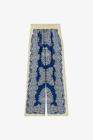 Claudie Pierlot Womens Wide-Leg Fluid Print Woven Trousers