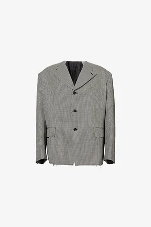 Comme des Garçons Mens Houndstooth Double-Breasted Wool Blazer